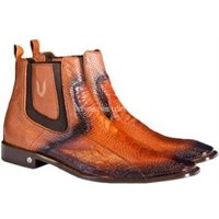 Bottes Chelsea en Autruche Foncées Fait Main pour Hommes