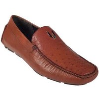 Alberto Nardoni Store Chaussures de conduite en autruche cognac — Chaussures décontractées pour hommes