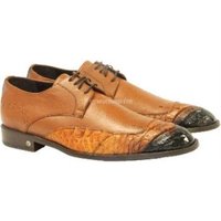 Alberto Nardoni Men's Full Leather Faded Cognac Derby Shoes