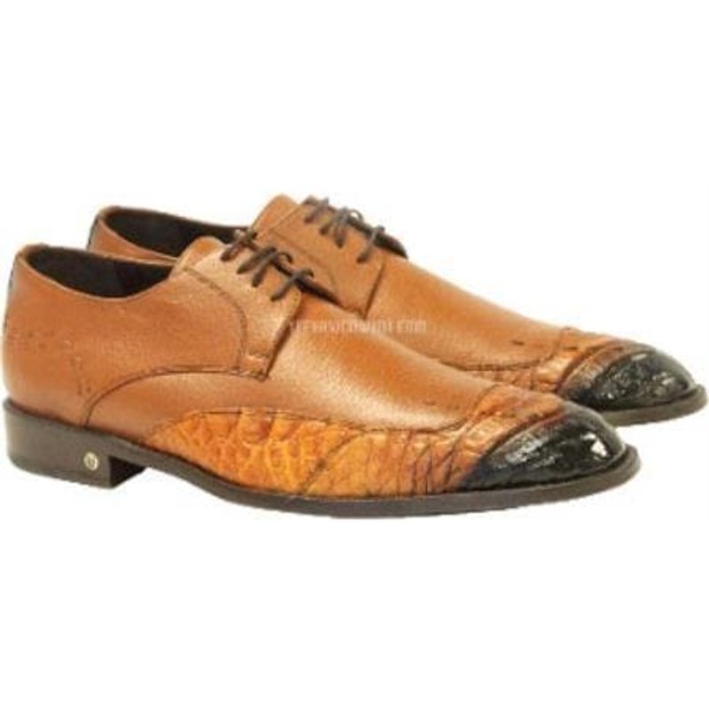 Chaussures Derby en Cuir Plein pour Hommes Faded Cognac Alberto Nardoni — Chaussures décontractées pour hommes