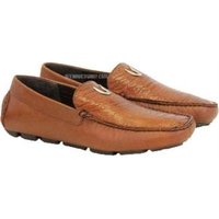 Mocassin habillé en cuir d'autruche cognac fait à la main