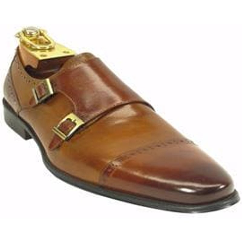AlbertoNardoniStore Chaussures Casual pour Hommes - Boucle Double Brun/Cognac — Chaussures décontractées pour hommes