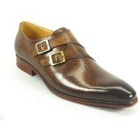 AlbertoNardoniStore Men's Cognac Double Monk Strap Dress Shoe — Mens Casual Shoes