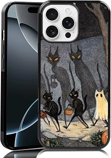 Coque de téléphone chat noir d'Halloween vintage pour iPhone 16 Pro Max