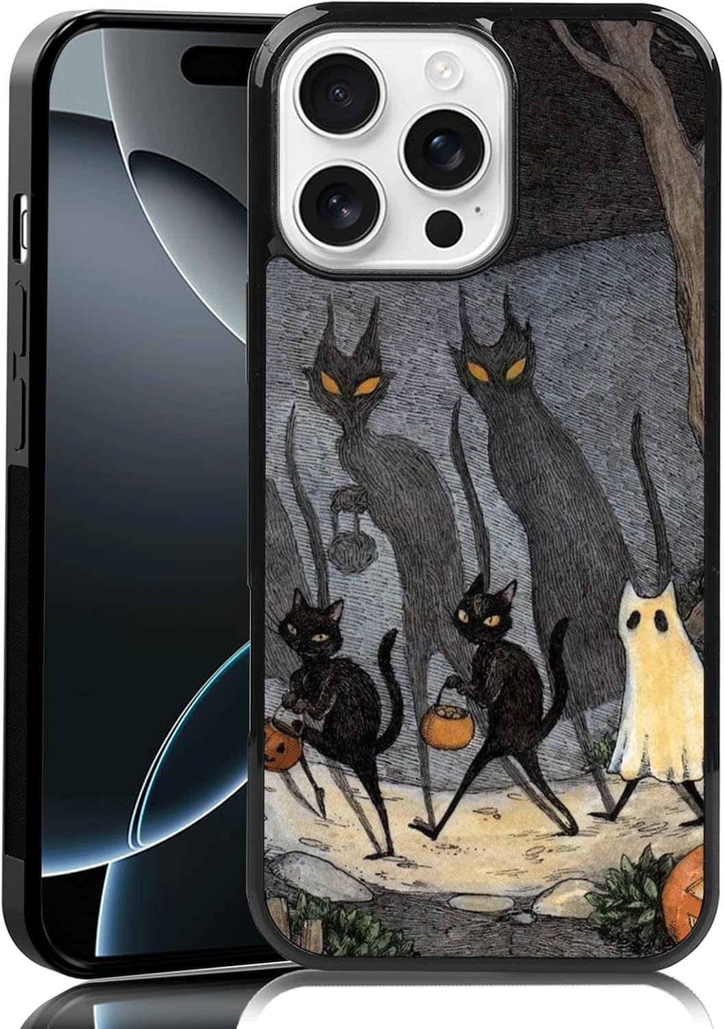 Coque de téléphone chat noir d'Halloween vintage pour iPhone 16 Pro Max — Coque de téléphone