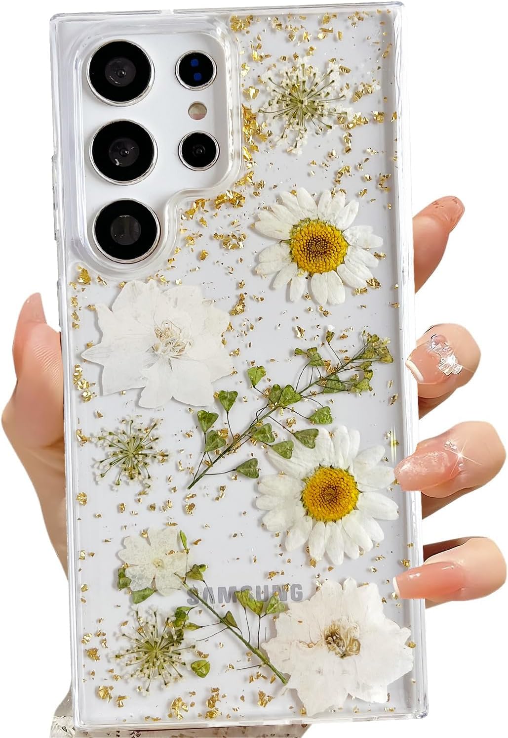 Coque Claire LSEEKA pour Samsung Galaxy S23 Ultra avec Fleurs Séchées — Coque de téléphone