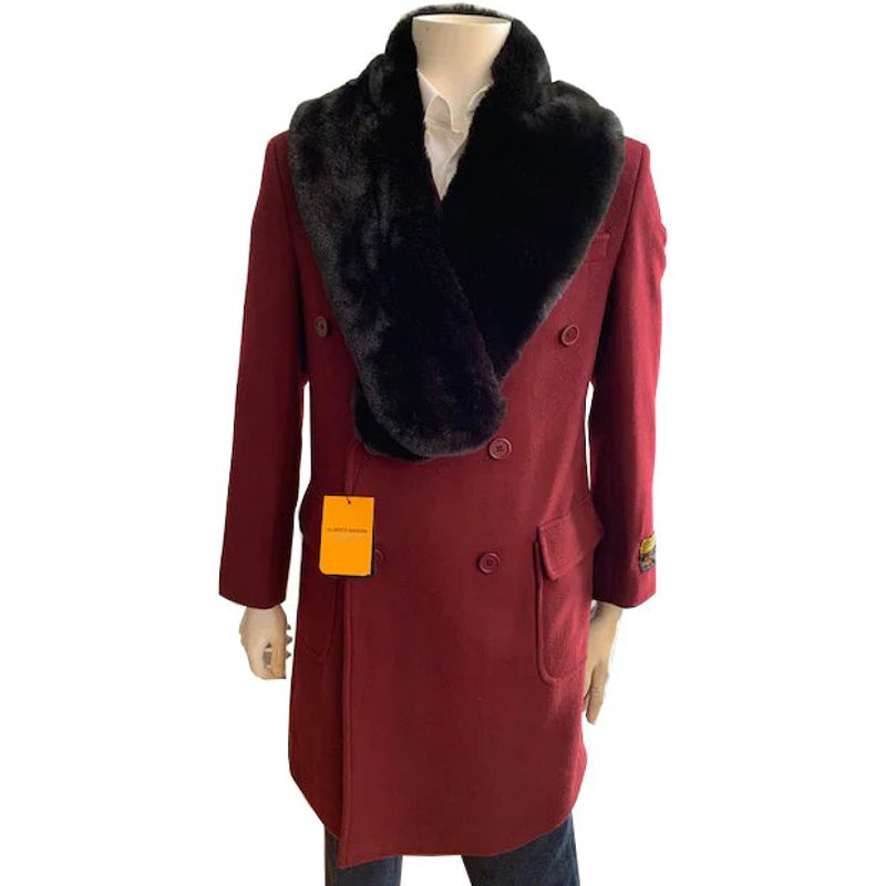 AlbertoNardoniStore Men's Double Breasted Wool Overcoat — Winter Jacket Men