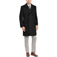 AlbertoNardoniStore Men's Double Breasted Overcoat in Light Black