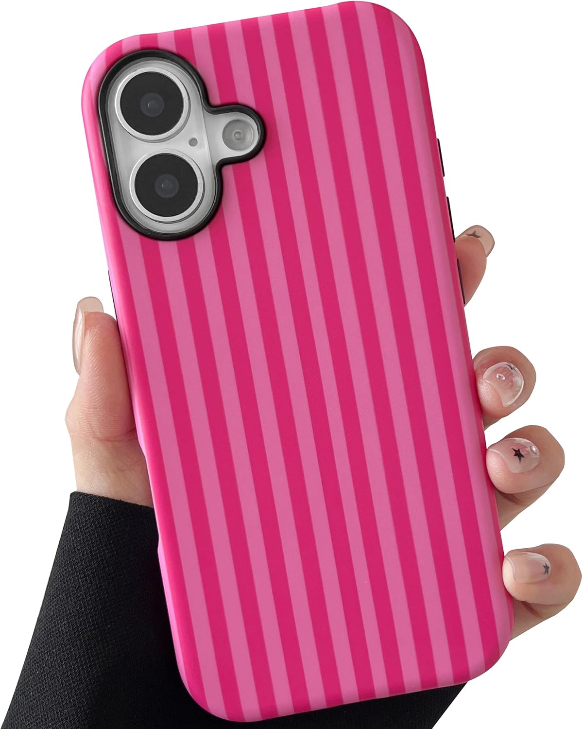Coque iPhone 17, Coque Striée Mignonne Shockproof Slim en TPU Souple et PC Dur — Coque de téléphone