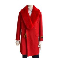 AlbertoNardoniStore Men's Double Breasted Overcoat in Red — Winter Jacket Men