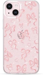 ZTOFERA étui pour iPhone 14 Plus/15 Plus paillettes, design clair avec nœud