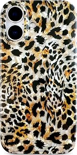 Qokey iPhone 16 Case 6.1 Inch with Seashell Layer and Cheetah Print — Phone Case