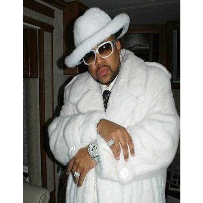 Fur Pimps White Fur Coat Pimp Jacket — Casual & Bomber Jackets