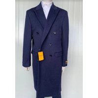 AlbertoNardoniStore Men's Cashmere Blend Blue Long Overcoat — Winter Jacket Men