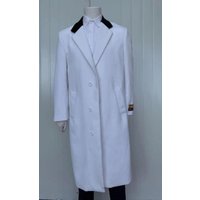 AlbertoNardoniStore Men's Cashmere Blend White Long Overcoat — Winter Jacket Men