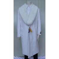 AlbertoNardoniStore Men's Cashmere Blend White Long Overcoat — Winter Jacket Men