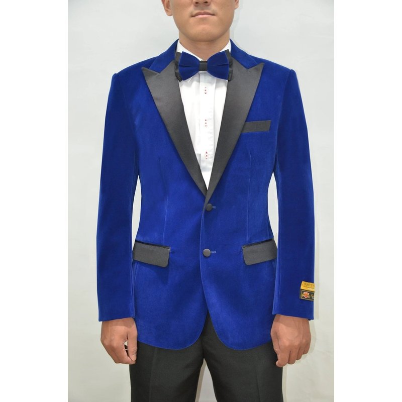 Blazer en Velours pour Hommes - Veste Moderne Couleur Bleu Royal — Costumes et vestons pour hommes