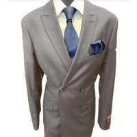 Four Button Double Breasted Suit - Gray Slim Fit — Mens Suits & Blazers
