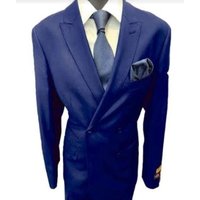 Veste à Double Boutonnage à Quatre Boutons - Bleu Royal Ajusté — Costumes et vestons pour hommes