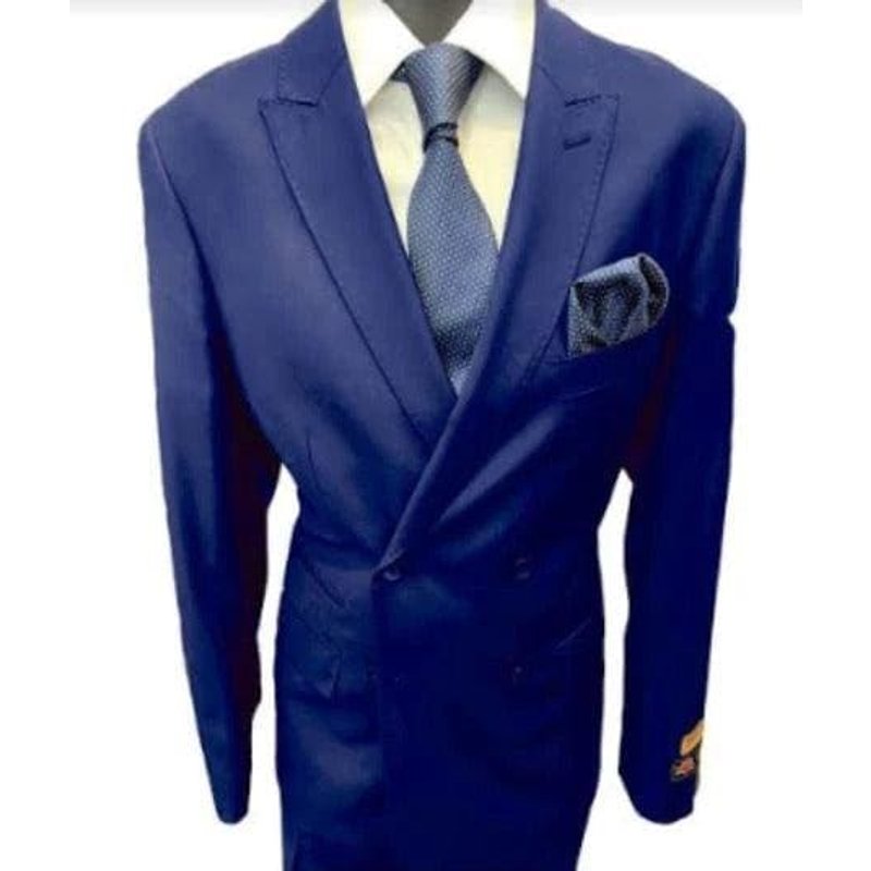 Four Button Double Breasted Suit - Royal Blue Slim Fit — Mens Suits & Blazers