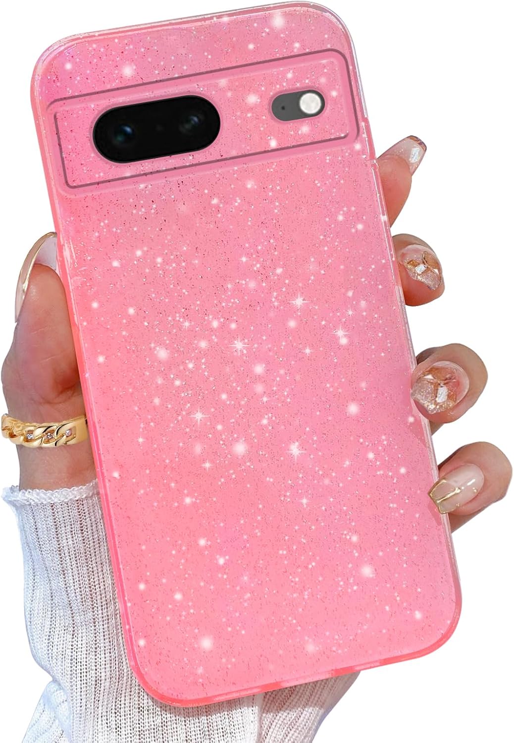 Coque Pailletée Rose pour Google Pixel 8 - Housse de Téléphone Souple — Coque de téléphone