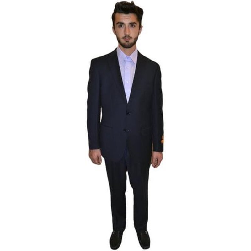 Costume Slim Fit pour Hommes en Bleu Marine avec Pantalons Non Finis — Accessoires de mode