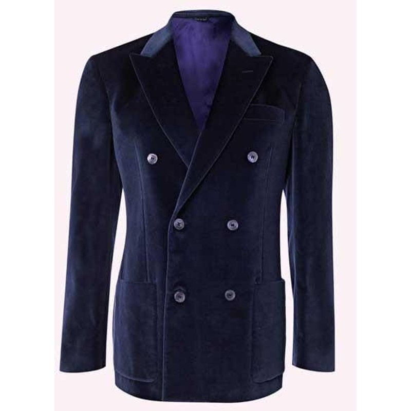 Blazer à velours double poitrine pour hommes - Bleu marine — Costumes et vestons pour hommes