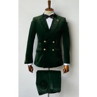 Blazer à velours double seins pour hommes - Blazer vert