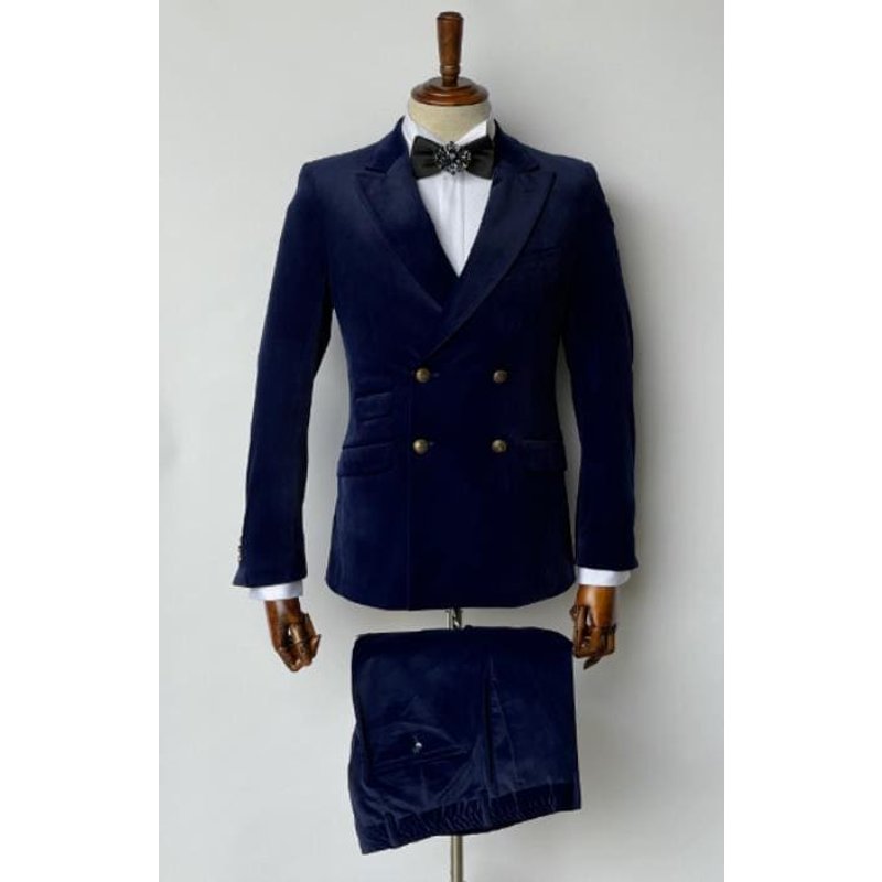 Double blazer à velours beurré pour hommes - Bleu blazer — Costumes et vestons pour hommes