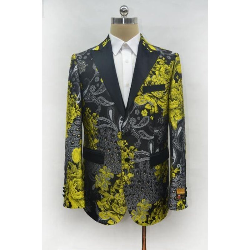 Veste de Tuxedo Grise et Jaune — Costumes et vestons pour hommes