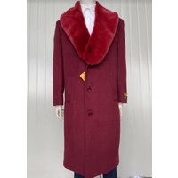Manteau long en mélange de cachemire bordeaux pour homme — Veste d'hiver Hommes