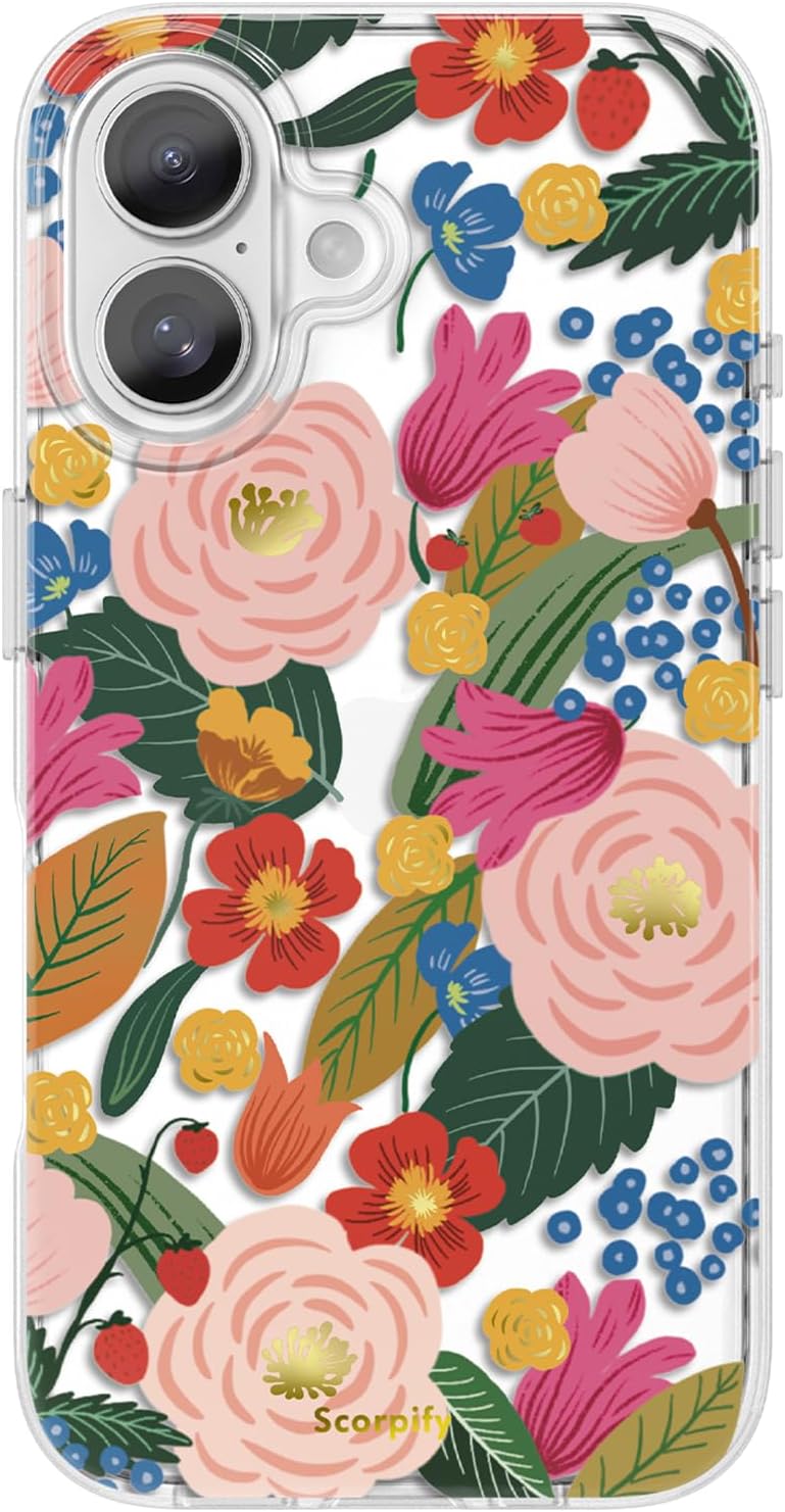 Étui SCORPIFY pour iPhone 16 avec design floral Camélia — Coque de téléphone