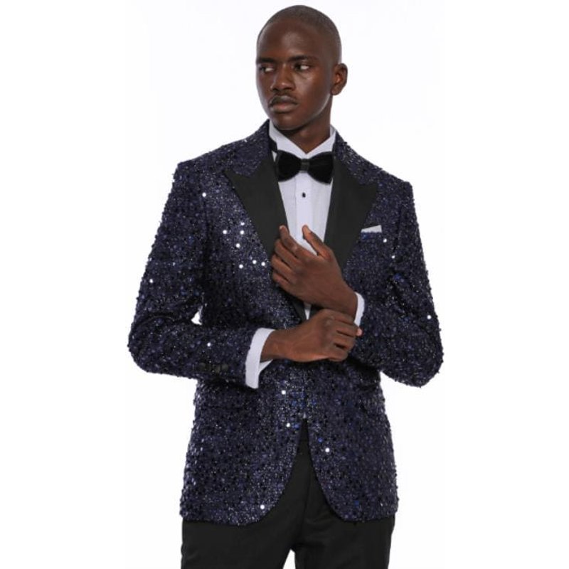 Navy Blue Tuxedo Jacket - Slim Fit with Shawl Lapel — Mens Suits & Blazers