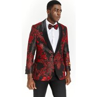 Black and Red Tuxedo Jacket for Formal Events — Mens Suits & Blazers