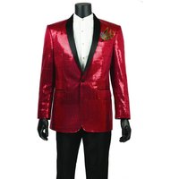 Black & Red Tuxedo Jacket - Modern Fit Shawl Lapel