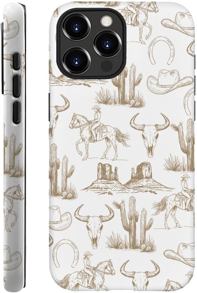 Étui Western Brown Cowboy Skull pour iPhone 14 Pro — Coque de téléphone