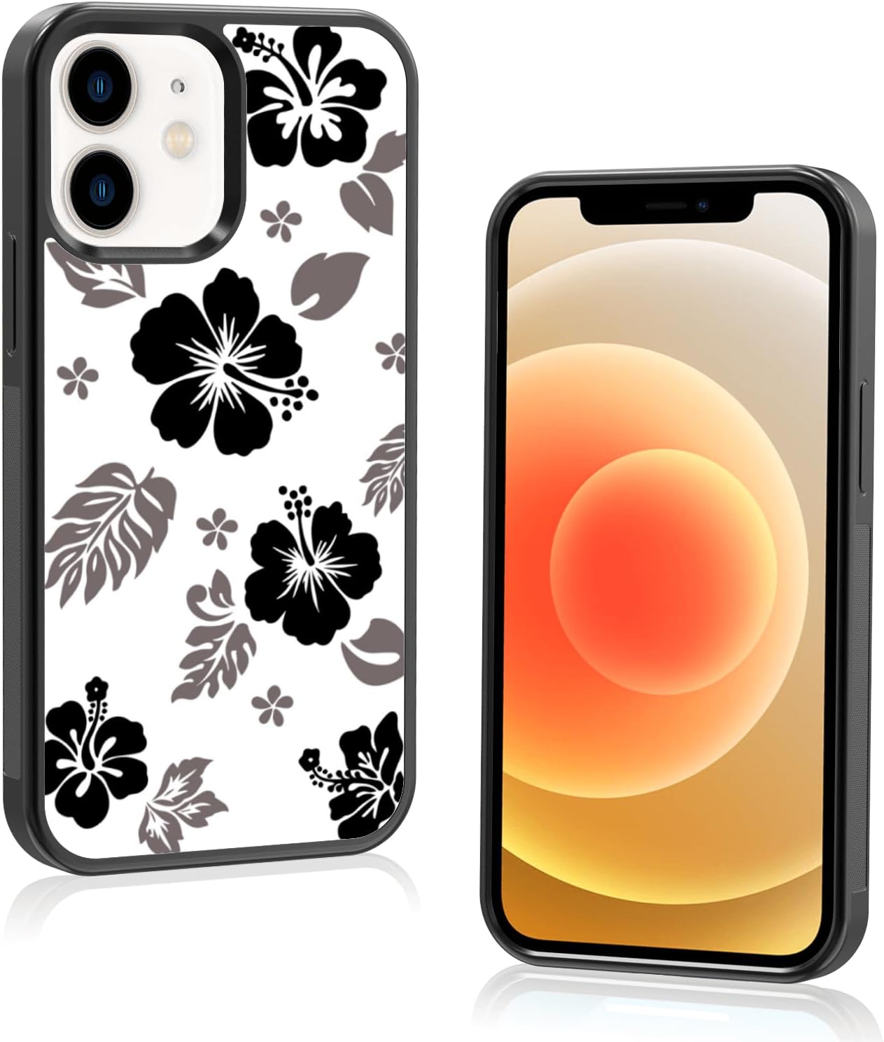 Coque iPhone 12 Mini Fleur d'Hibiscus Noire pour Filles — Coque de téléphone