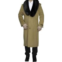 Hommes Noir Pardessus avec col de fourrure à vendre — Veste d'hiver Hommes