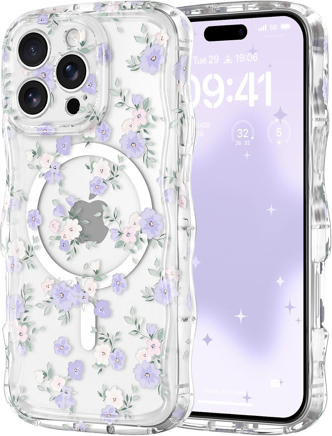 Étui RALEAVO pour iPhone 16 Pro Max Design Floral avec MagSafe — Coque de téléphone
