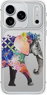 FancyCase Clear TPU Phone Case for i17 Pro Max - Flower Elephant Design