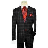 Mens Black Plaid Sport Coat — Mens Suits & Blazers