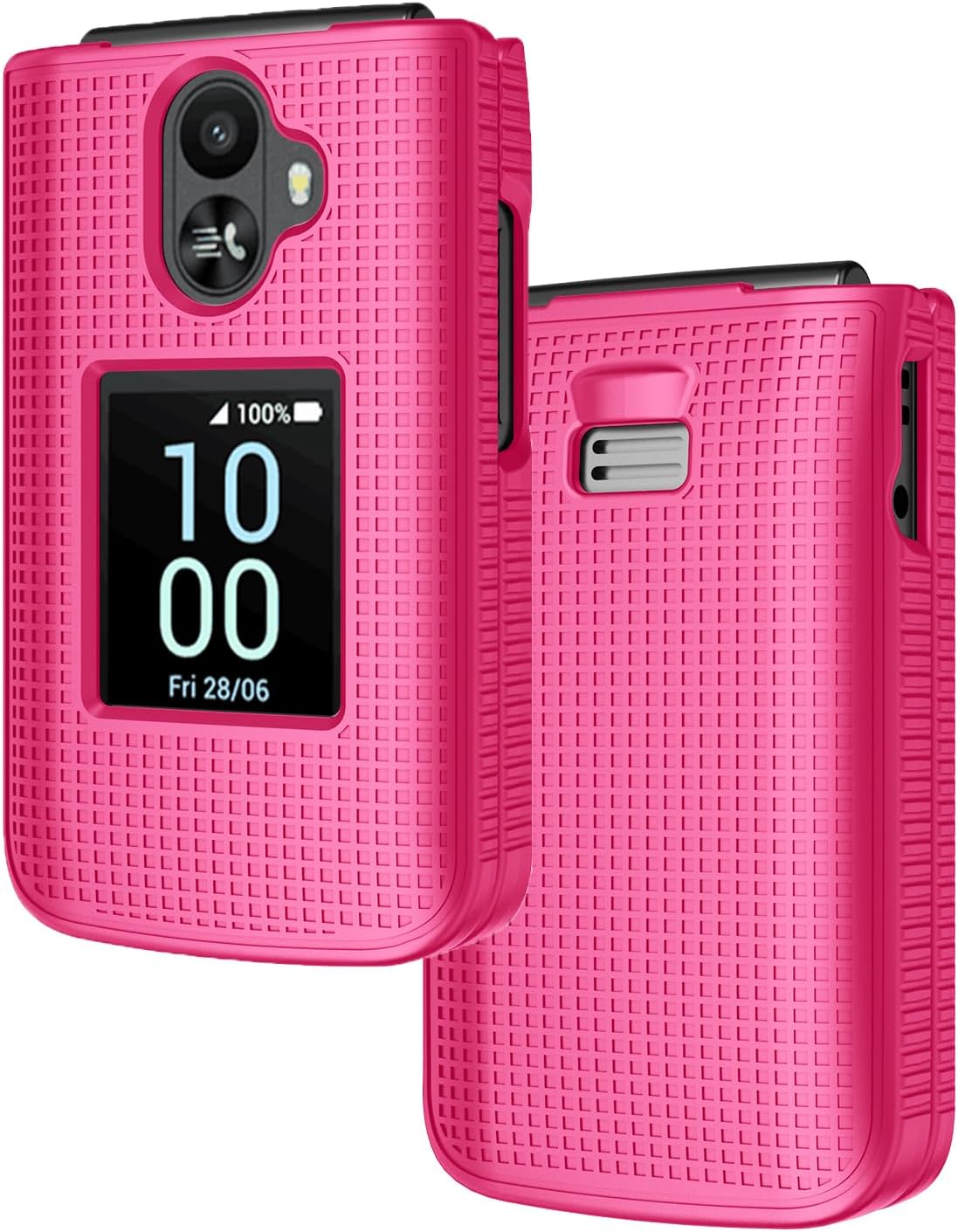 Nakedcellphone Grid Series Phone Case for TCL Flip 3 - Hot Pink — Phone Case