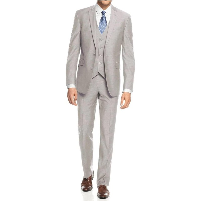 Alberto Nardoni Men's Smart Slim Vested Suit Light Grey — Mens Suits & Blazers