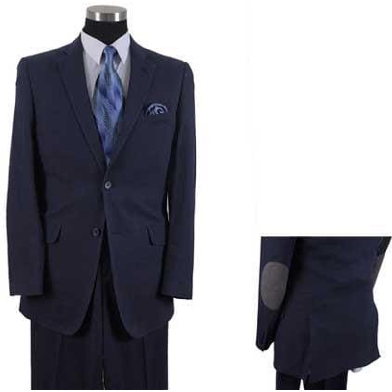 Navy Linen Blazer with Double Vents and Pleated Pants — Mens Suits & Blazers