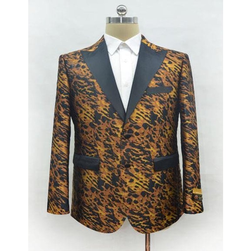 Leopard Blazer with Free Matching Bowtie — Mens Suits & Blazers