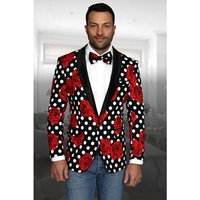 Men's Polka Dot Blazer with Shawl Lapel