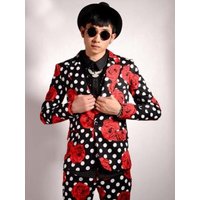 Polka Dot Blazer with Shawl Lapel — Mens Suits & Blazers