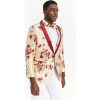 Men's Ivory and Burgundy Dinner Jacket — Mens Suits & Blazers