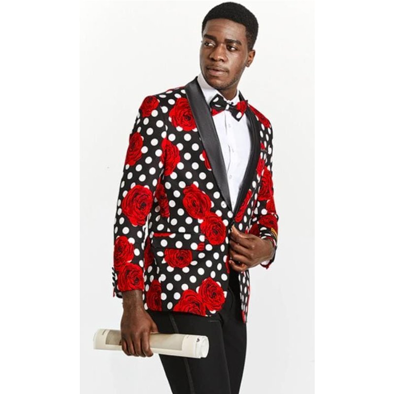 Ivory Polka Dot Dinner Jacket for Men — Mens Suits & Blazers