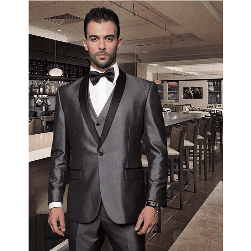 Dark Grey Groomsmen Suits with Shirt and Tie Package — Mens Suits & Blazers